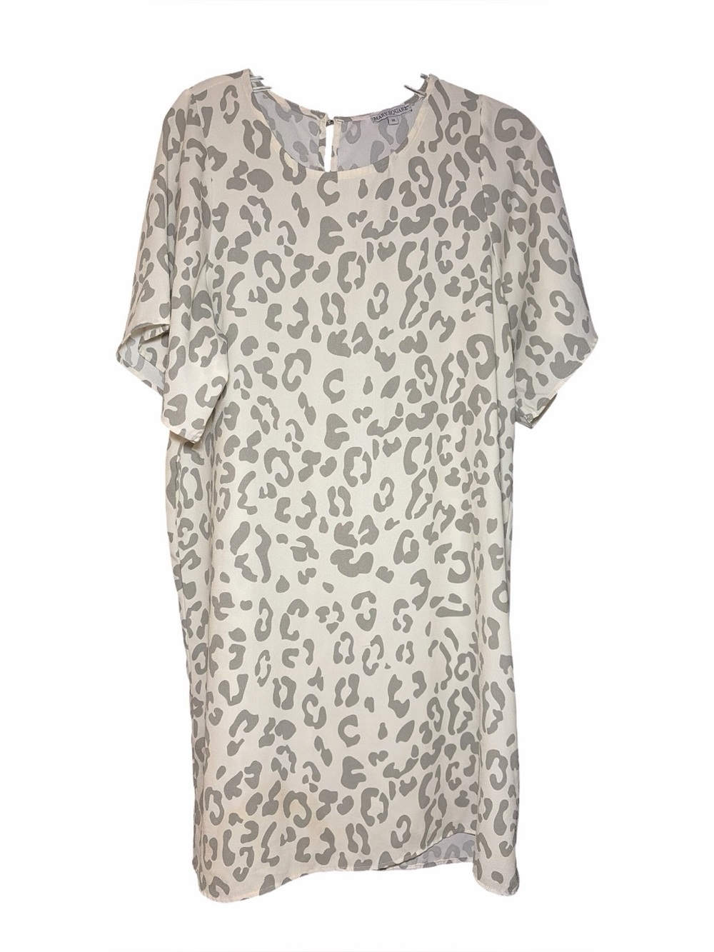 Mary Square Women’s Size M Short Sleeve Animal Print Dress - Cream/Gray